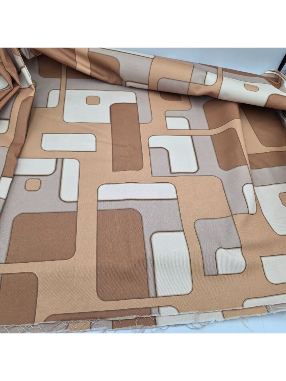 MCM Geometric Upholstery Fabric Neutral Tones Polyester 54" Wide 2.5 Yards - Picture 1 of 6